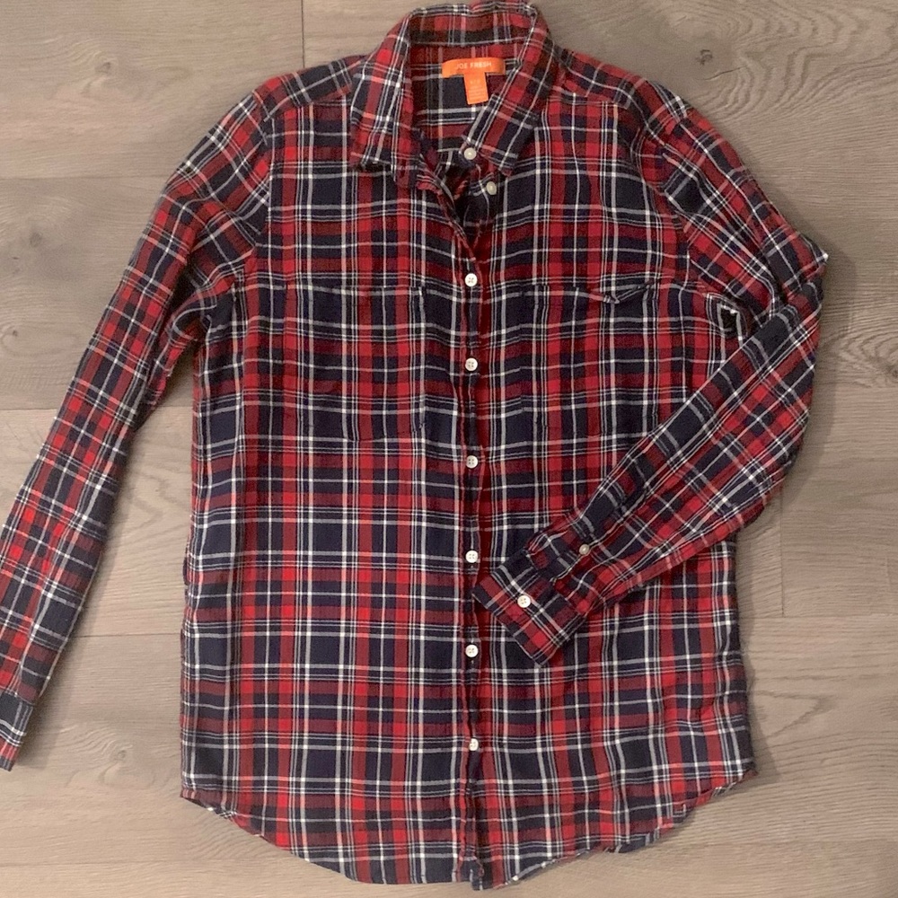 Plaid cotton button down shirt